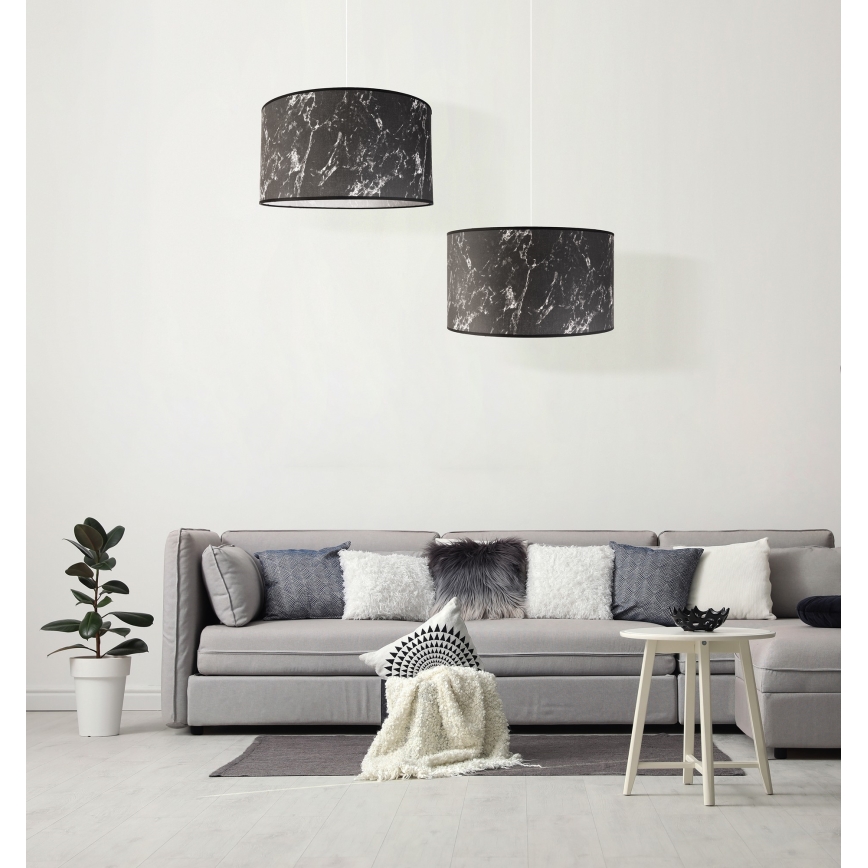 Duolla - Luster na sajli MARBLE 1xE27/40W/230V pr. 45 cm crna/bijela