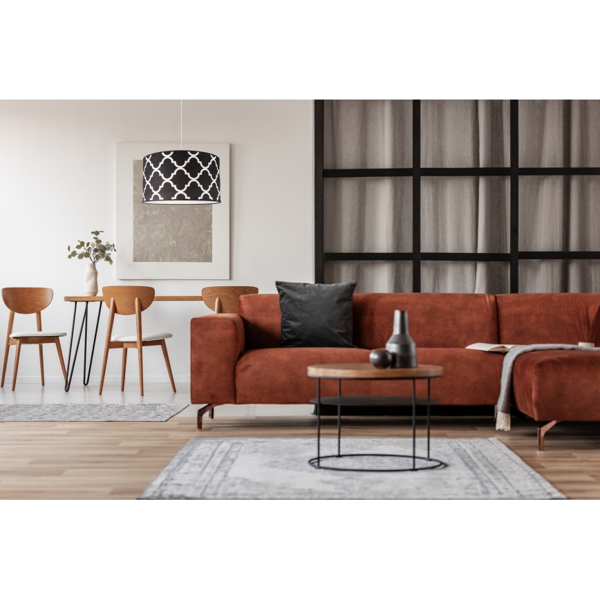 Duolla - Luster na sajli MAROKO 1xE27/40W/230V pr. 45 cm crna/bijela