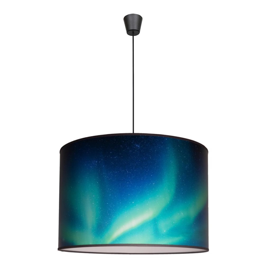 Duolla - Luster na sajli PRINT L 1xE27/40W/230V pr. 45 cm crna/tirkizna