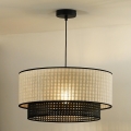 Duolla - Luster na sajli RATTAN YUTE 1xE27/15W/230V pr. 45 cm krem/crna