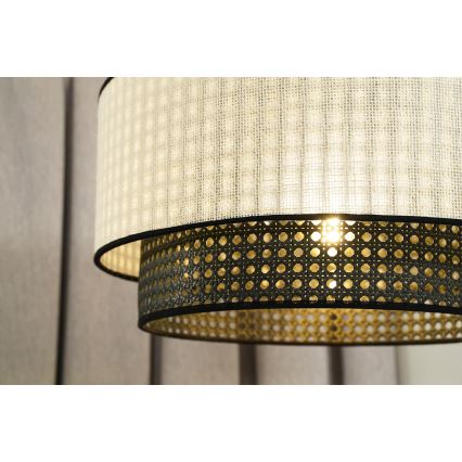 Duolla - Luster na sajli RATTAN YUTE 1xE27/15W/230V pr. 45 cm krem/crna