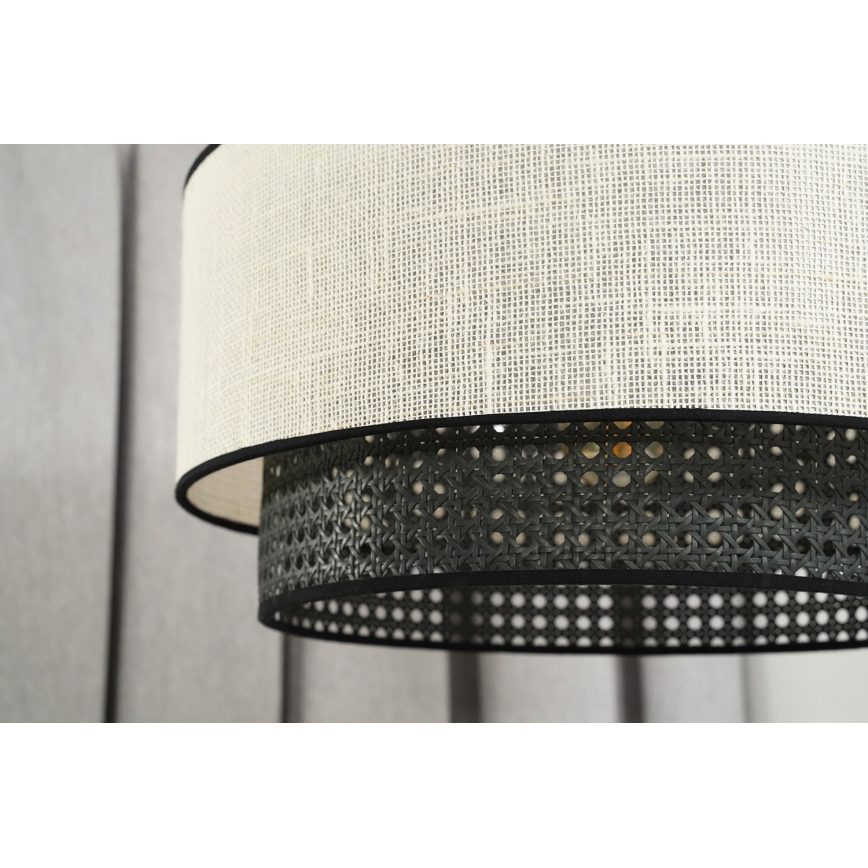 Duolla - Luster na sajli RATTAN YUTE 1xE27/15W/230V pr. 45 cm krem/crna