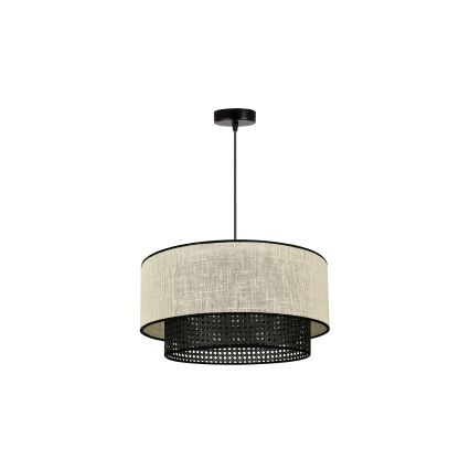 Duolla - Luster na sajli RATTAN YUTE 1xE27/15W/230V pr. 45 cm krem/crna