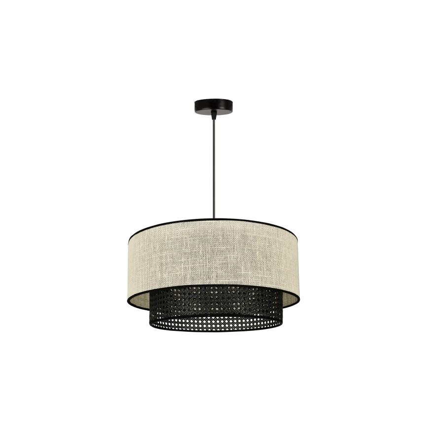 Duolla - Luster na sajli RATTAN YUTE 1xE27/15W/230V pr. 45 cm krem/crna