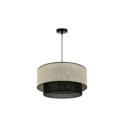 Duolla - Luster na sajli RATTAN YUTE 1xE27/15W/230V pr. 45 cm krem/crna
