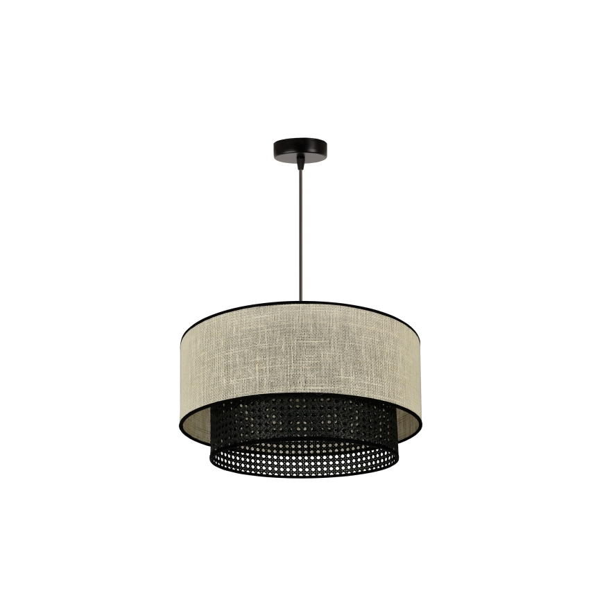 Duolla - Luster na sajli RATTAN YUTE 1xE27/15W/230V pr. 45 cm krem/crna