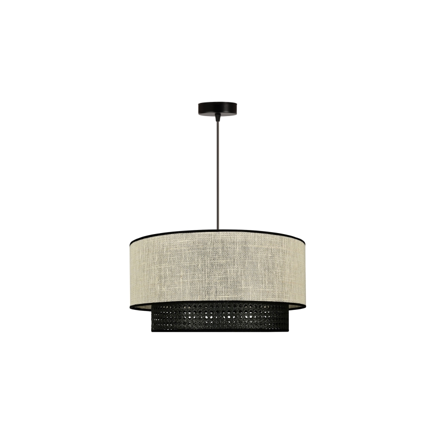 Duolla - Luster na sajli RATTAN YUTE 1xE27/15W/230V pr. 45 cm krem/crna