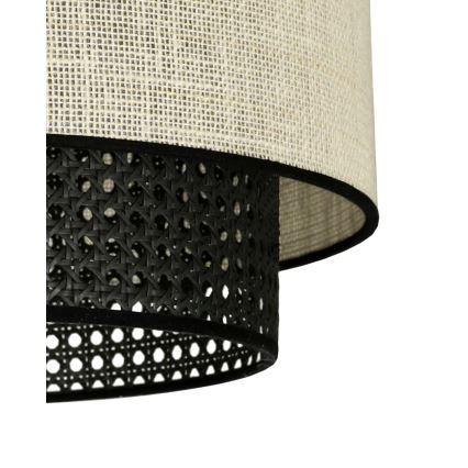 Duolla - Luster na sajli RATTAN YUTE 1xE27/15W/230V pr. 45 cm krem/crna