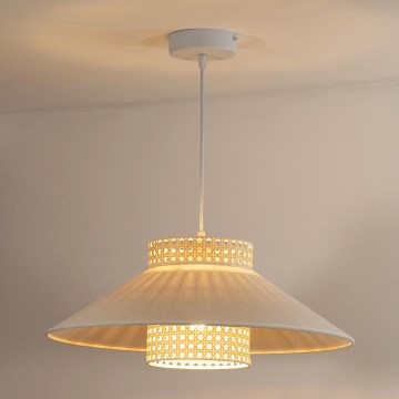 Duolla - Luster na sajli RIO RATTAN 1xE27/15W/230V pr. 45 cm bež/ratan