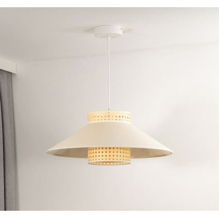 Duolla - Luster na sajli RIO RATTAN 1xE27/15W/230V pr. 45 cm bež/ratan