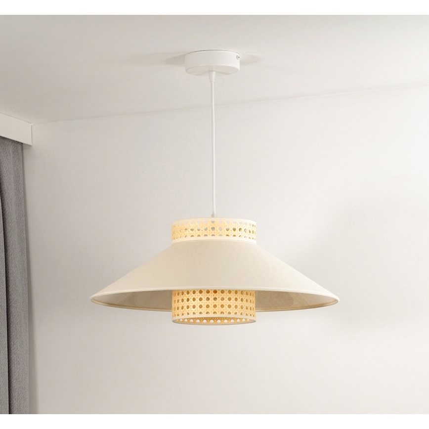 Duolla - Luster na sajli RIO RATTAN 1xE27/15W/230V pr. 45 cm bež/ratan