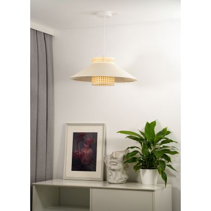 Duolla - Luster na sajli RIO RATTAN 1xE27/15W/230V pr. 45 cm bež/ratan