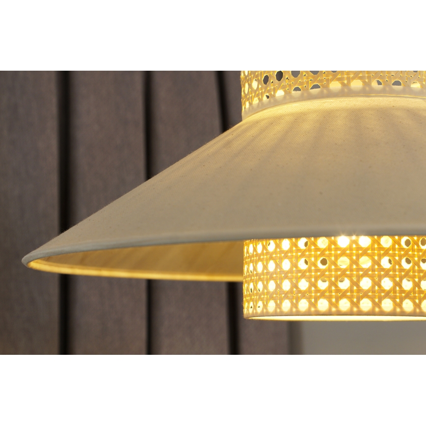 Duolla - Luster na sajli RIO RATTAN 1xE27/15W/230V pr. 45 cm bež/ratan
