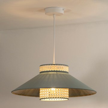 Duolla - Luster na sajli RIO RATTAN 1xE27/15W/230V pr. 45 cm zelena/ratan