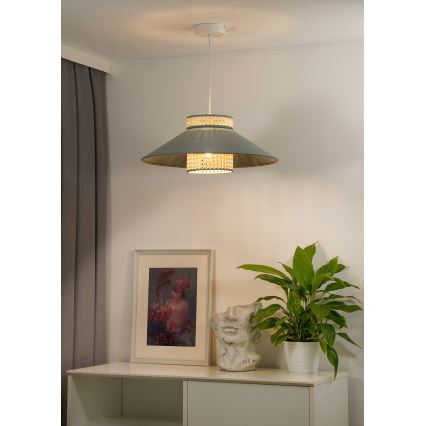 Duolla - Luster na sajli RIO RATTAN 1xE27/15W/230V pr. 45 cm zelena/ratan