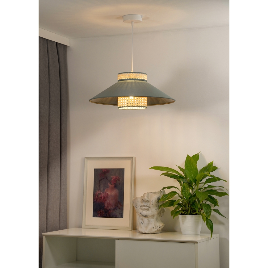 Duolla - Luster na sajli RIO RATTAN 1xE27/15W/230V pr. 45 cm zelena/ratan