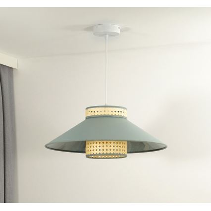 Duolla - Luster na sajli RIO RATTAN 1xE27/15W/230V pr. 45 cm zelena/ratan