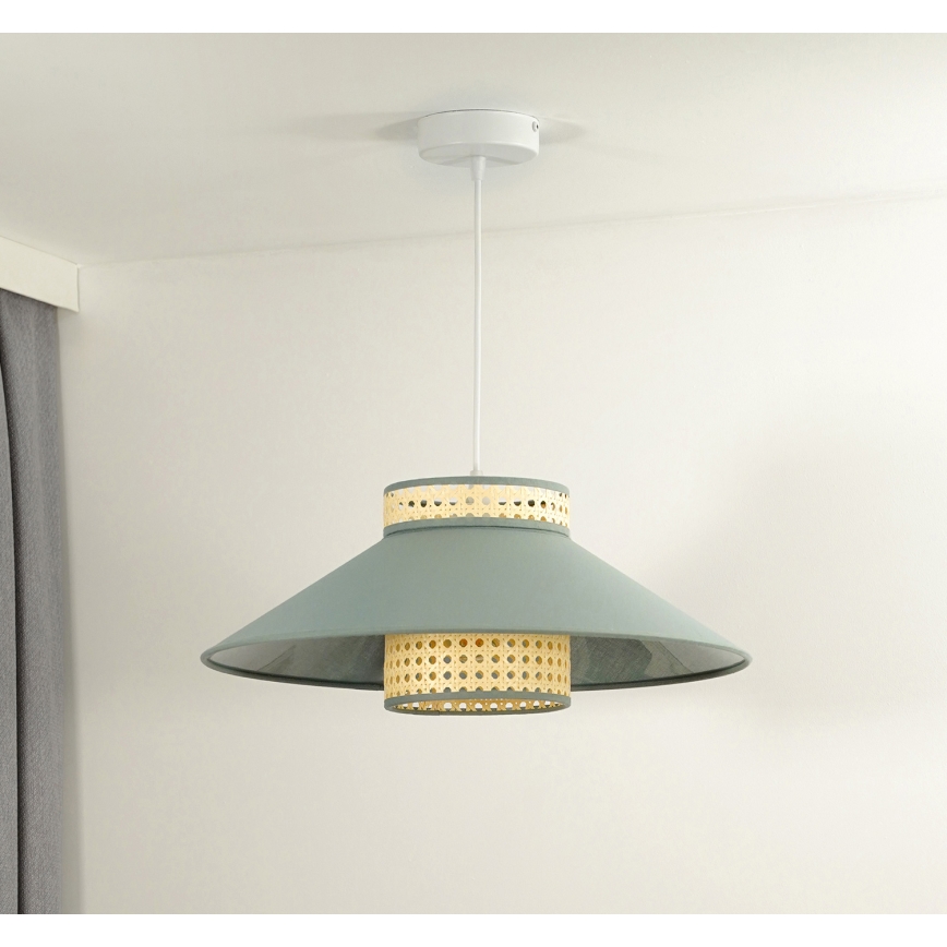 Duolla - Luster na sajli RIO RATTAN 1xE27/15W/230V pr. 45 cm zelena/ratan