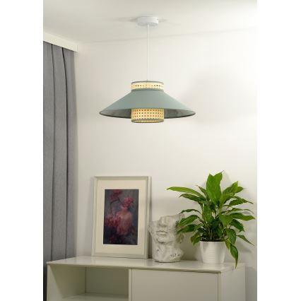 Duolla - Luster na sajli RIO RATTAN 1xE27/15W/230V pr. 45 cm zelena/ratan