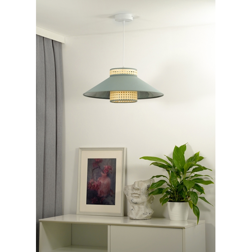 Duolla - Luster na sajli RIO RATTAN 1xE27/15W/230V pr. 45 cm zelena/ratan