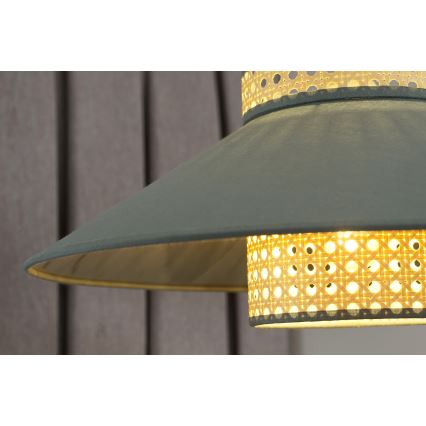 Duolla - Luster na sajli RIO RATTAN 1xE27/15W/230V pr. 45 cm zelena/ratan
