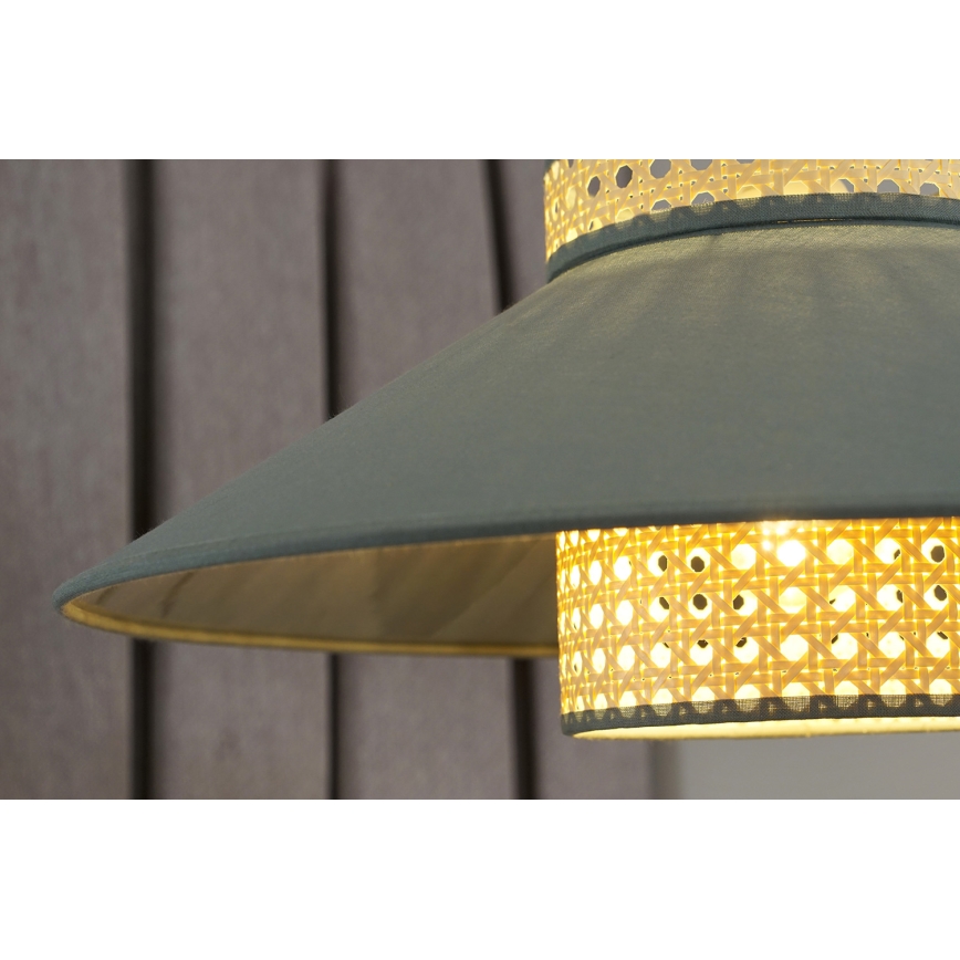 Duolla - Luster na sajli RIO RATTAN 1xE27/15W/230V pr. 45 cm zelena/ratan