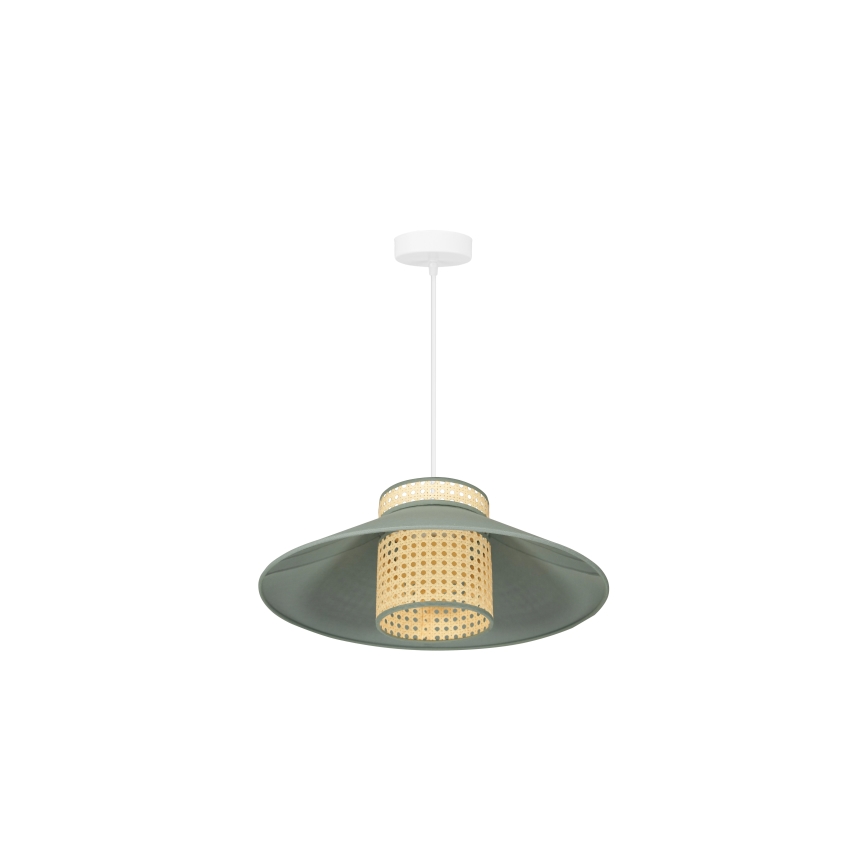 Duolla - Luster na sajli RIO RATTAN 1xE27/15W/230V pr. 45 cm zelena/ratan