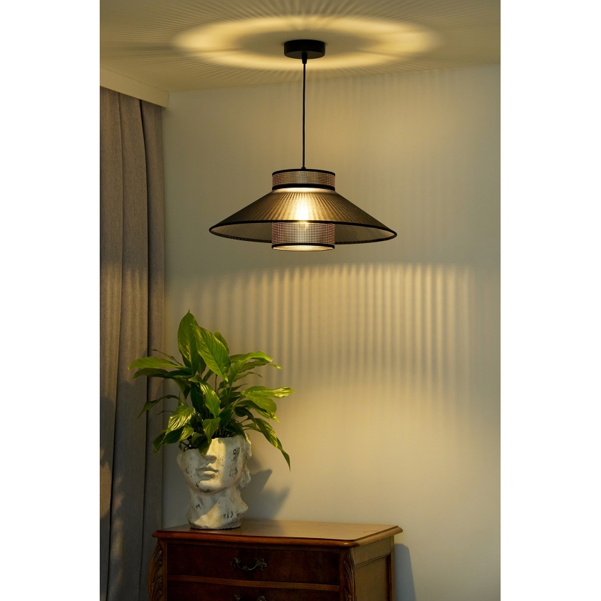 Duolla - Luster na sajli RIO SHINY 1xE27/15W/230V pr. 45 cm crna/bakrena