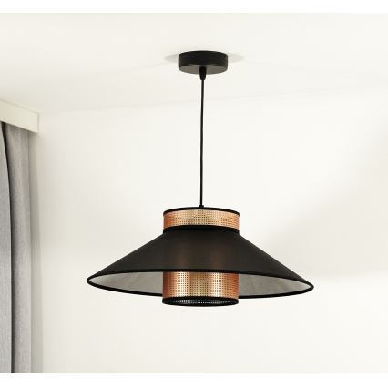 Duolla - Luster na sajli RIO SHINY 1xE27/15W/230V pr. 45 cm crna/bakrena