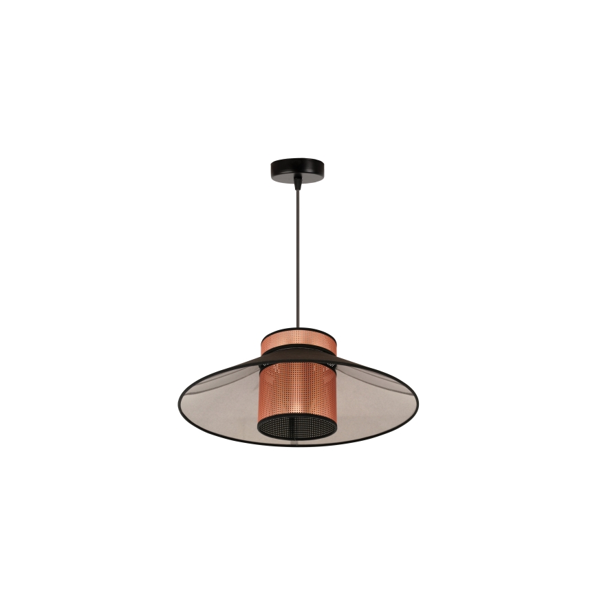 Duolla - Luster na sajli RIO SHINY 1xE27/15W/230V pr. 45 cm crna/bakrena