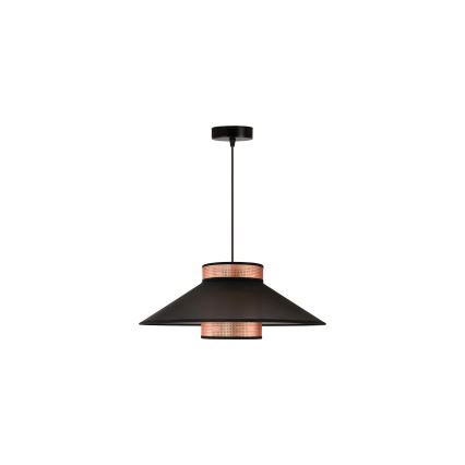 Duolla - Luster na sajli RIO SHINY 1xE27/15W/230V pr. 45 cm crna/bakrena