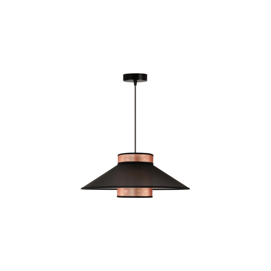 Duolla - Luster na sajli RIO SHINY 1xE27/15W/230V pr. 45 cm crna/bakrena