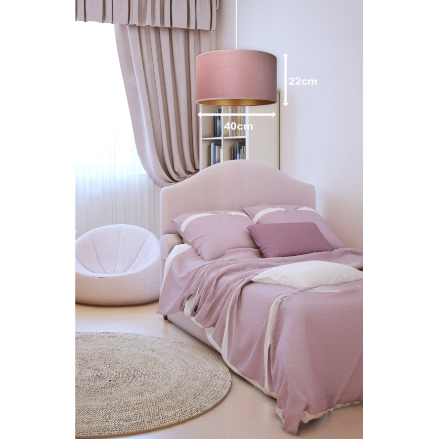 Duolla - Luster na sajli ROLLER 1xE27/15W/230V pr. 40 cm ružičasta/zlatna