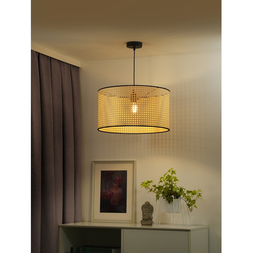 Duolla - Luster na sajli ROLLER 1xE27/15W/230V pr. 45 cm ratan/crna
