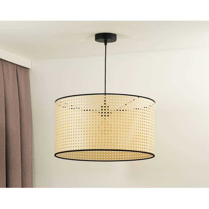Duolla - Luster na sajli ROLLER 1xE27/15W/230V pr. 45 cm ratan/crna