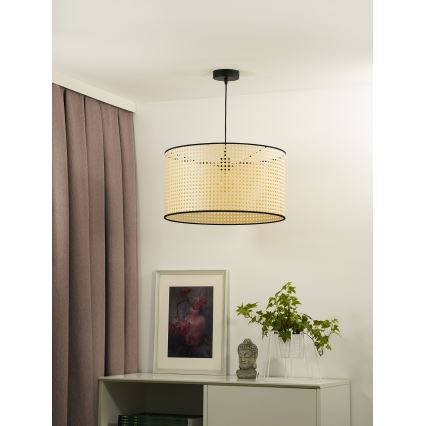 Duolla - Luster na sajli ROLLER 1xE27/15W/230V pr. 45 cm ratan/crna
