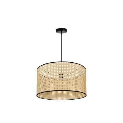 Duolla - Luster na sajli ROLLER 1xE27/15W/230V pr. 45 cm ratan/crna