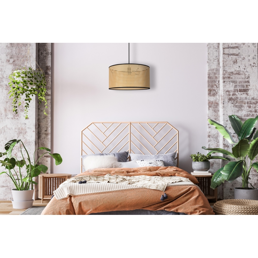 Duolla - Luster na sajli ROLLER 1xE27/15W/230V pr. 45 cm ratan/crna