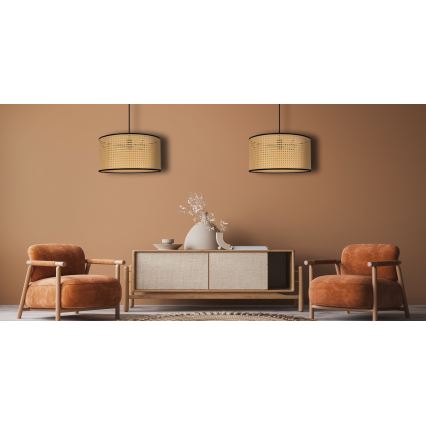 Duolla - Luster na sajli ROLLER 1xE27/15W/230V pr. 45 cm ratan/crna