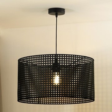 Duolla - Luster na sajli ROLLER RATTAN 1xE27/15W/230V pr. 45 cm crna