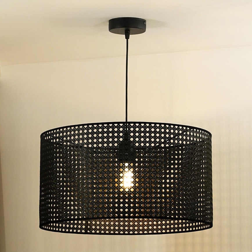 Duolla - Luster na sajli ROLLER RATTAN 1xE27/15W/230V pr. 45 cm crna