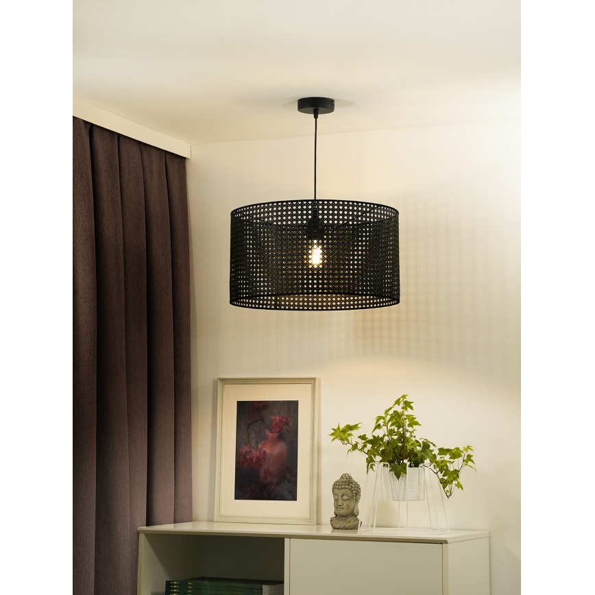 Duolla - Luster na sajli ROLLER RATTAN 1xE27/15W/230V pr. 45 cm crna