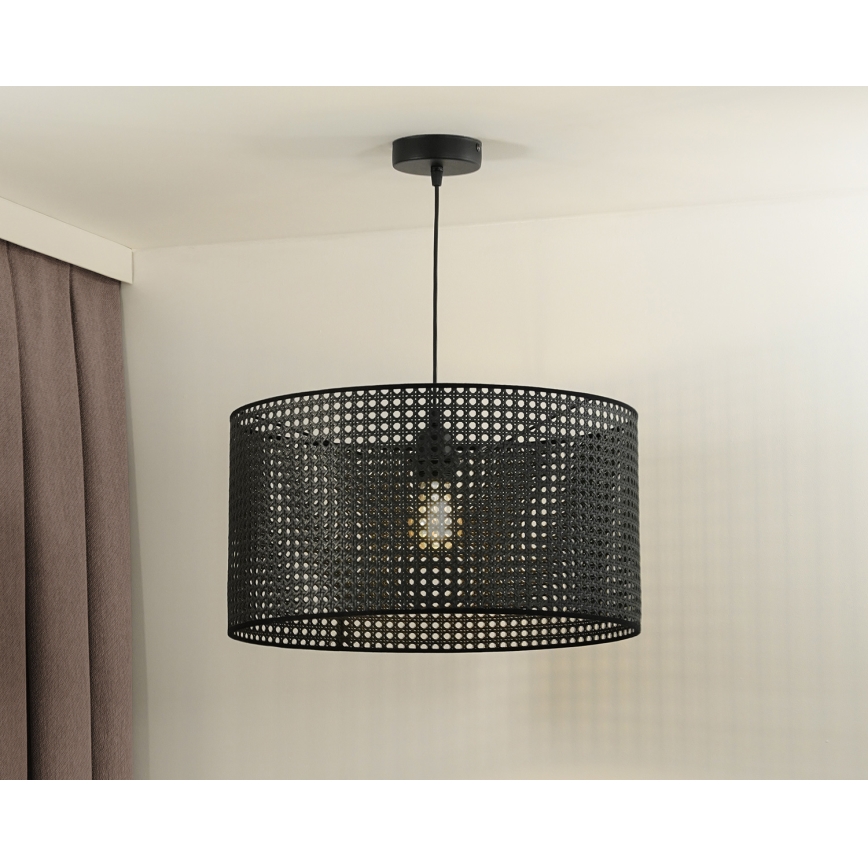 Duolla - Luster na sajli ROLLER RATTAN 1xE27/15W/230V pr. 45 cm crna