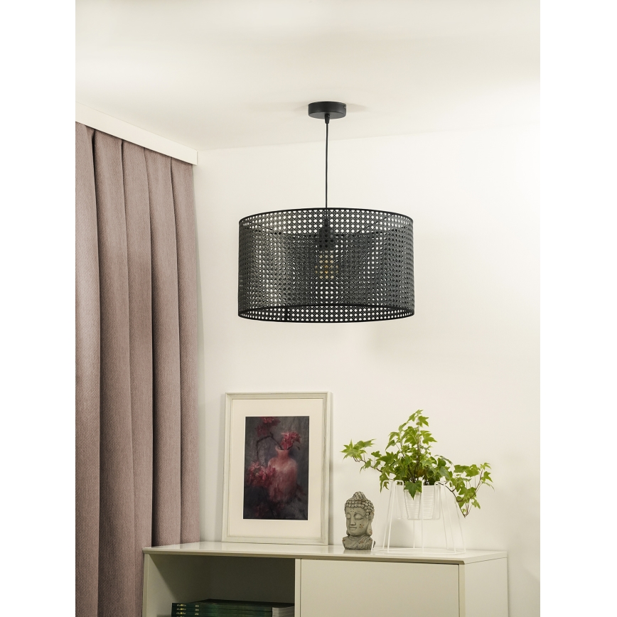 Duolla - Luster na sajli ROLLER RATTAN 1xE27/15W/230V pr. 45 cm crna