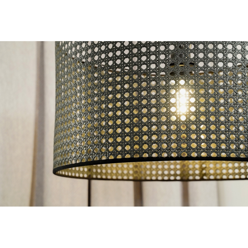 Duolla - Luster na sajli ROLLER RATTAN 1xE27/15W/230V pr. 45 cm crna