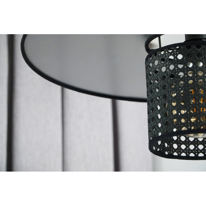 Duolla - Luster na sajli TOKYO RATTAN 1xE27/15W/230V pr. 50 cm crna/srebrna
