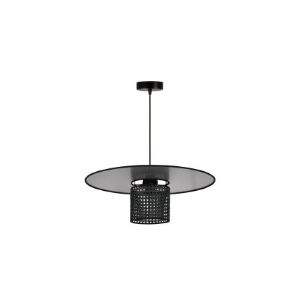 Duolla - Luster na sajli TOKYO RATTAN 1xE27/15W/230V pr. 50 cm crna/srebrna