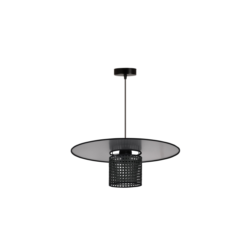 Duolla - Luster na sajli TOKYO RATTAN 1xE27/15W/230V pr. 50 cm crna/srebrna