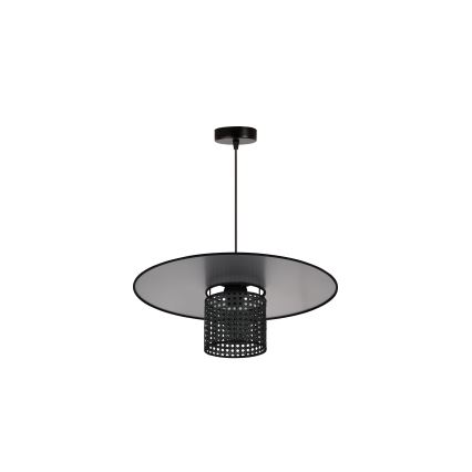Duolla - Luster na sajli TOKYO RATTAN 1xE27/15W/230V pr. 50 cm crna/srebrna