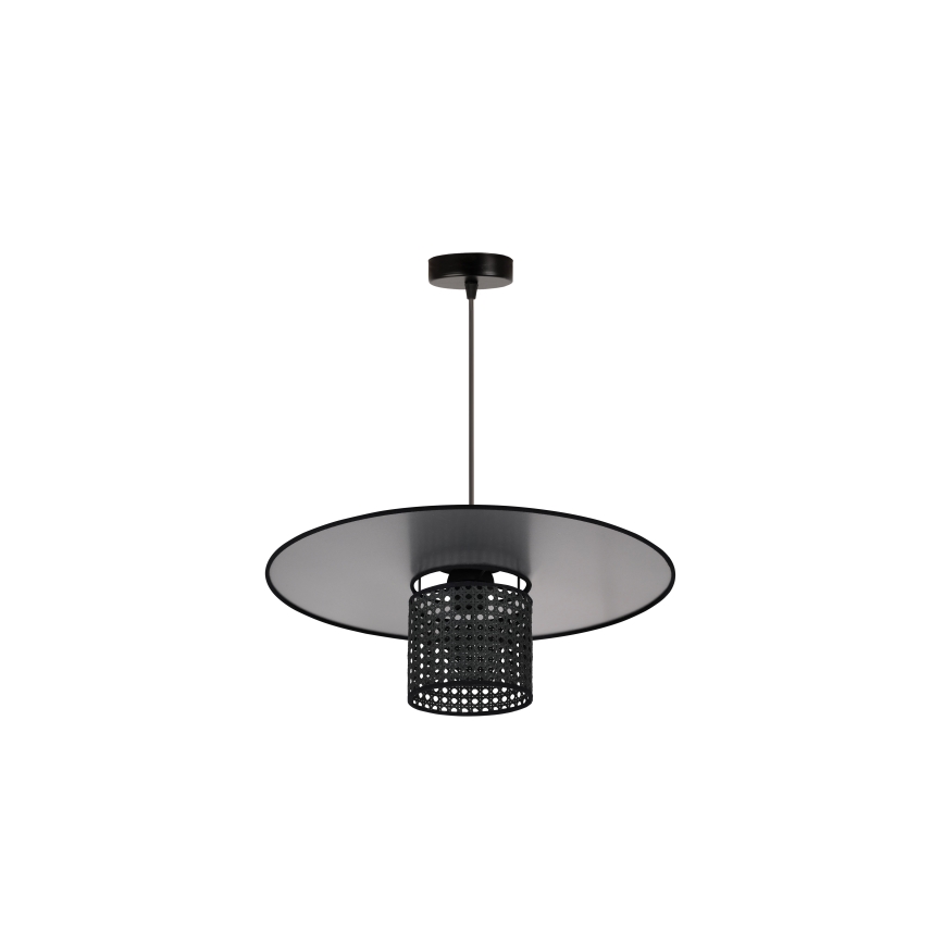 Duolla - Luster na sajli TOKYO RATTAN 1xE27/15W/230V pr. 50 cm crna/srebrna